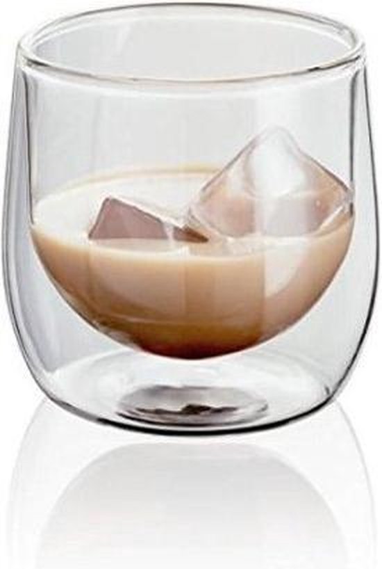 Dubbelwandige Kerstmok met Lepel - Geïsoleerde Koffie- en Theekop van Glas (300 ml
