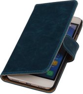 Zakelijke Book Case Telefoonhoesje Geschikt voor de Huawei Honor 4 A / Y6 - Portemonnee Hoesje - Pasjeshouder Wallet Case - Blauw