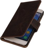 Pull Up TPU PU Leder Bookstyle Wallet Case Hoesje voor Honor 4 A / Y6 Mocca