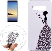 Samsung Galaxy Note 8 - hoes, cover, case - TPU - Transparant - Vrouw met vlinders