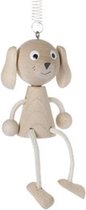 Zitfiguur blank hout hond aan veer