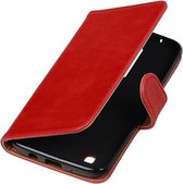 Etui portefeuille rouge Pull-Up PU Booktype pour LG K8