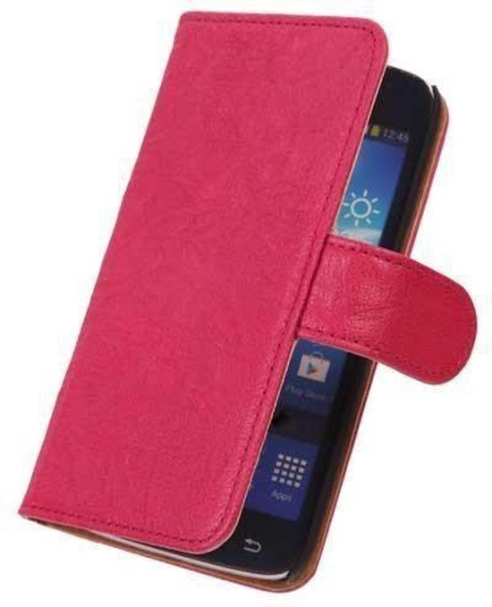 BestCases Samsung Galaxy S2 Plus i9100 - Echt Leer Bookcase Fuchsia - Lederen Leder Cover Case Wallet Hoesje