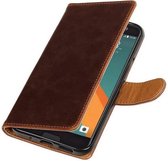 Pull Up TPU PU Leder Bookstyle Wallet Case voor HTC 10 Mocca
