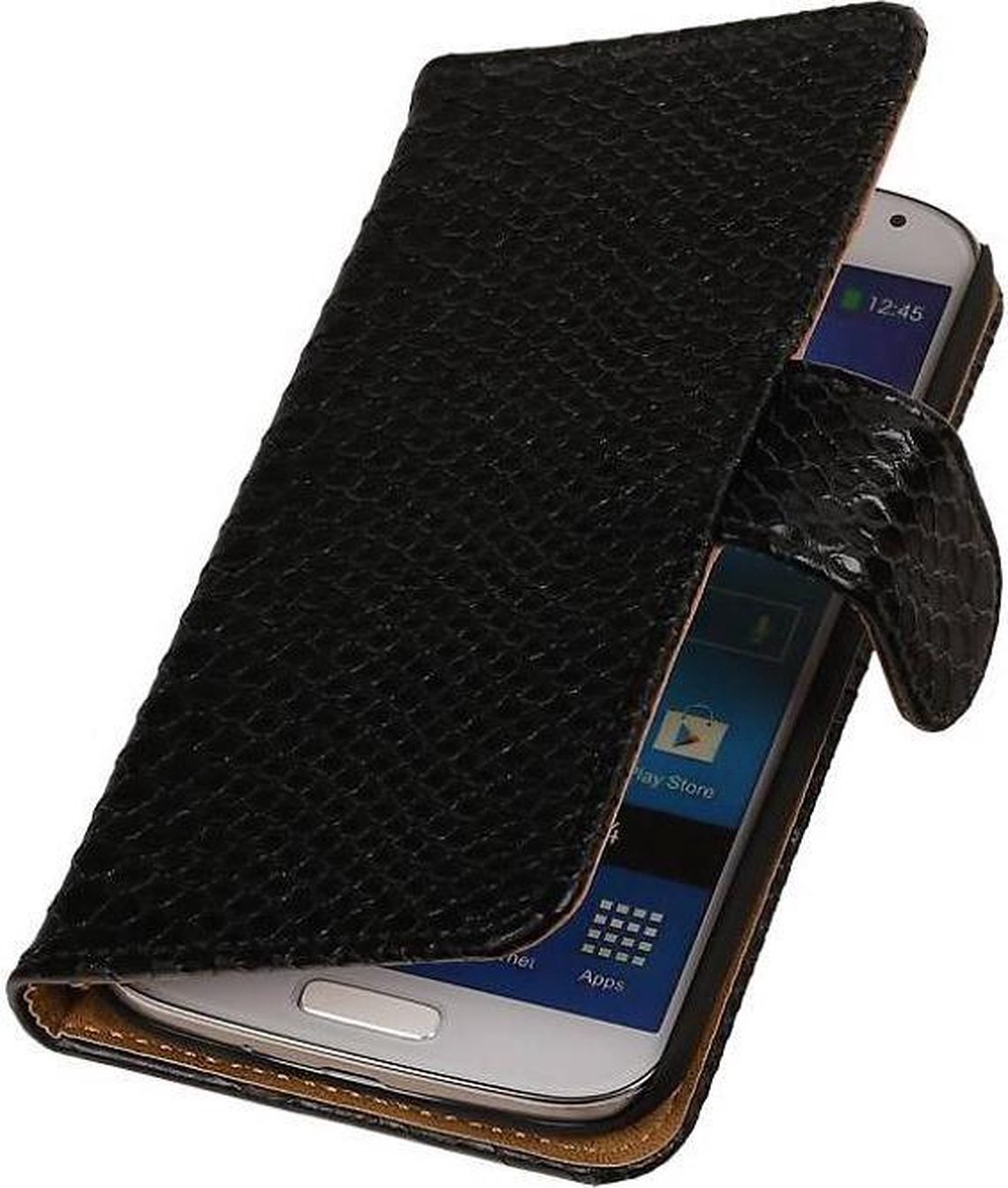 Snake Bookstyle Wallet Case Hoesje - Geschikt voor Samsung Galaxy Core Prime G360 Zwart