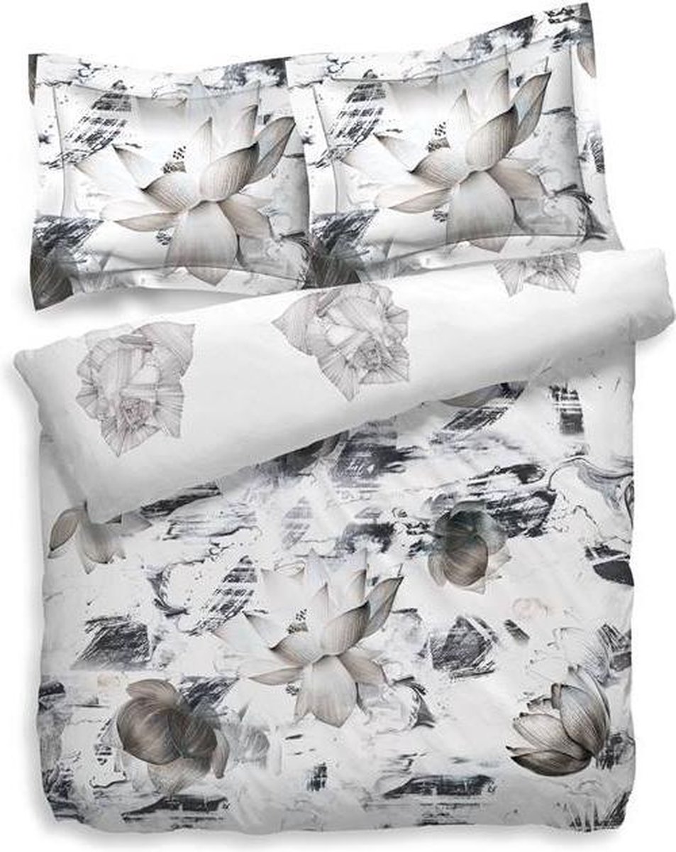 Heckettlane Kamala - dekbedovertrek 1 persoons - 140x200/220 cm + 1 kussensloop 60x70 cm Ash Grey