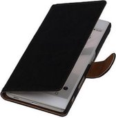 Mobieletelefoonhoesje.nl - Washed Leer Bookstyle Hoesje voor Huawei P8 Lite Zwart