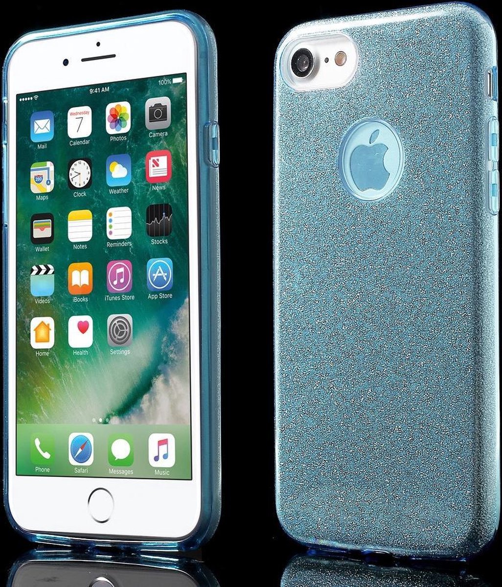 XINCUCO Glitter Hybrid Kunststof + TPU Backcover iPhone 7 - Blauw