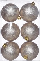 Cosy&Trendy Kerstballen Ø 8 cm - Champagne glitter - Set-6