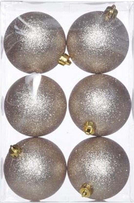 rekruut Samenwerken met gevechten Cosy&Trendy Kerstballen Ø 8 cm - Champagne glitter - Set-6 | bol.com
