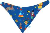 Slabbetje, baby bandana circus, blauw en geel