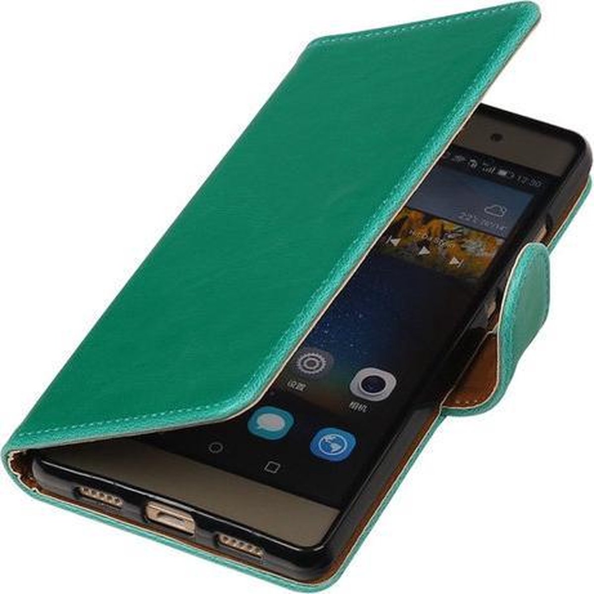 Groen Pull-Up PU booktype wallet cover hoesje voor Huawei P8 Lite