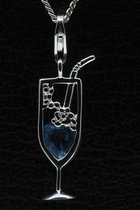 Zilveren Cocktailglas hanger én bedel