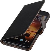 Zwart Pull-Up PU booktype wallet cover hoesje voor HTC One X9