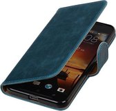 Blauw Pull-Up PU booktype wallet cover hoesje voor HTC One X9