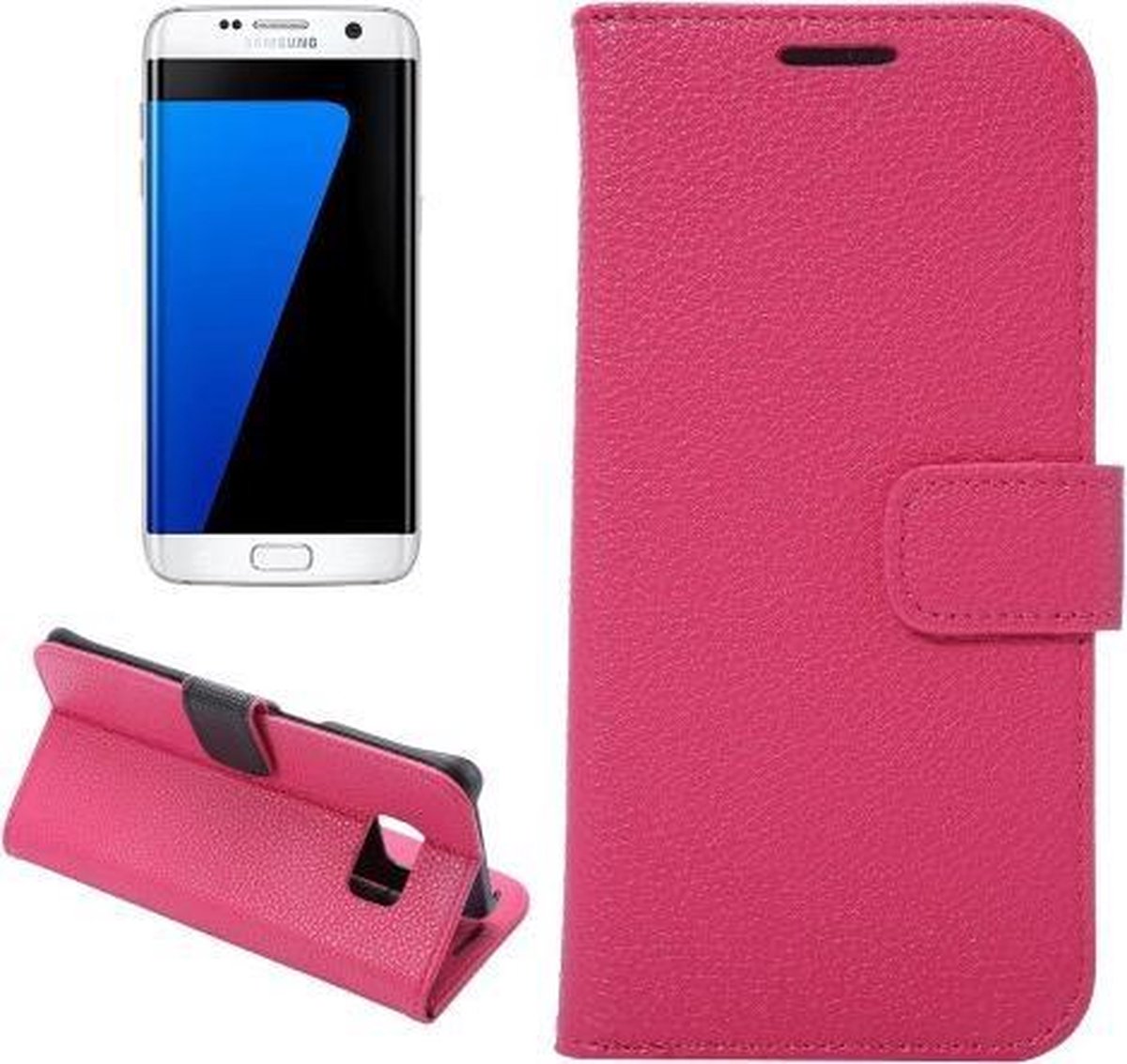 Lychee Grain Wallet case hoesje Geschikt voor: Samsung Galaxy S7 edge roze