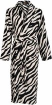 Badjas zebra maat S/M - fleece badjas dames - sjaalkraag - kuitlengte