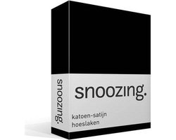 Snoozing - Katoen-satijn - Hoeslaken - Tweepersoons - 140x200 cm - Zwart