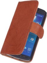 LELYCASE Echt Lederen Bruin Portemonnee Book Case Flip Wallet Hoesje HTC Desire 700