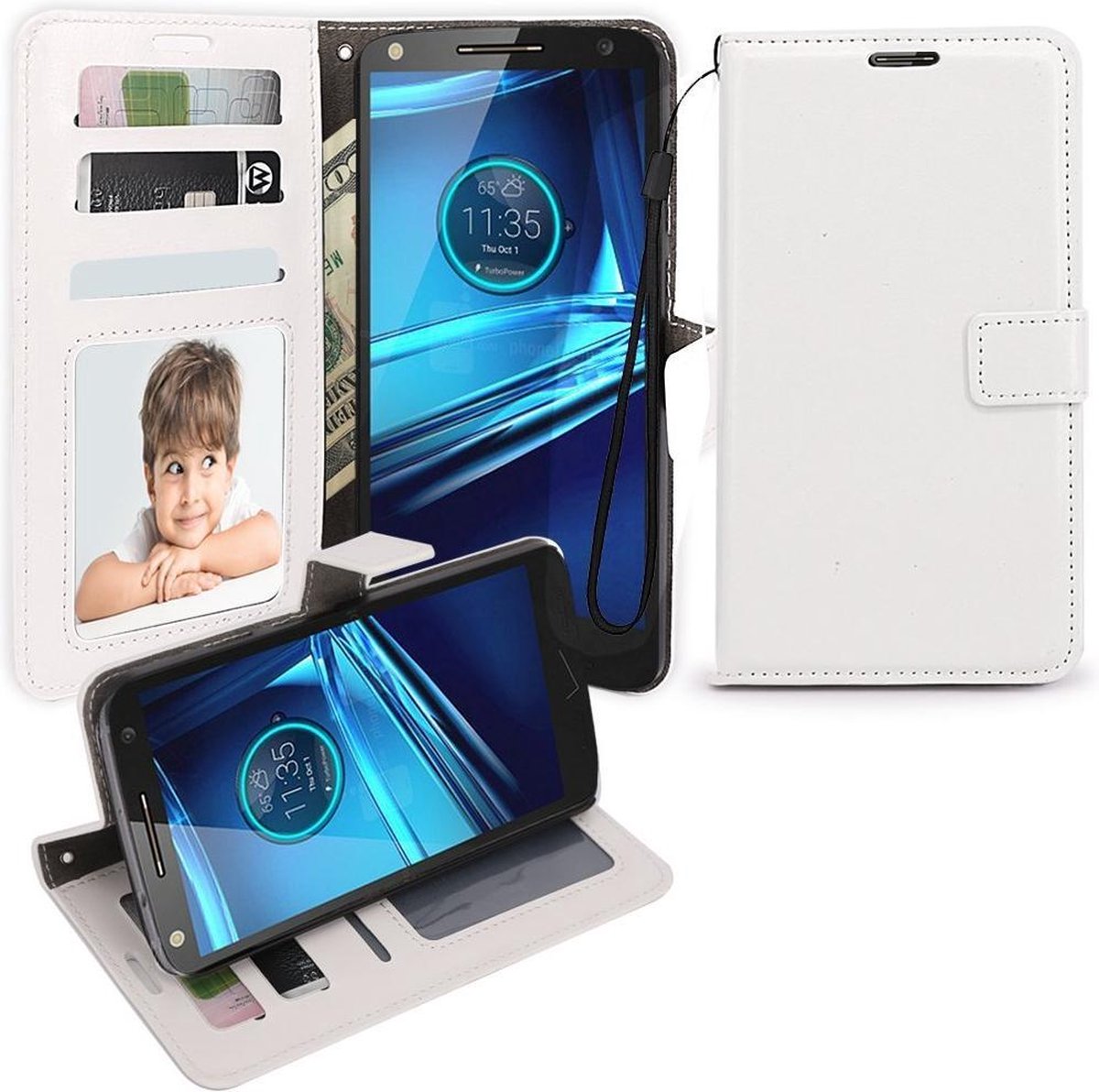 Celltex wallet case hoesje Geschikt voor: Motorola Moto X Style wit