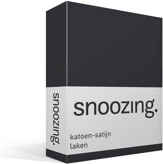 Snoozing - Katoen-satijn - Laken - Eenpersoons - 150x260 cm - Antraciet