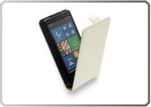 LELYCASE Lederen Flip Case Cover Cover Nokia Lumia 620 Wit