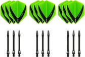 Darts Set - 3 sets - XS100 Vista - Groen - Darts flights - plus 3 sets - aluminium - darts shafts - zwart - medium