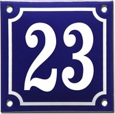 Emaille huisnummer blauw/wit nr. 23