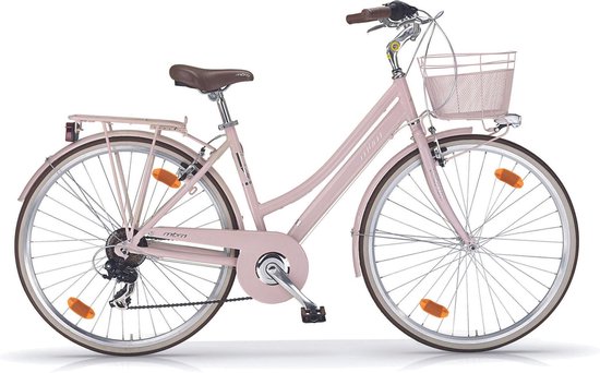 Meisjes fiets Mbm Boulevard stads hybride roze 28 inch, 6 versnellingen