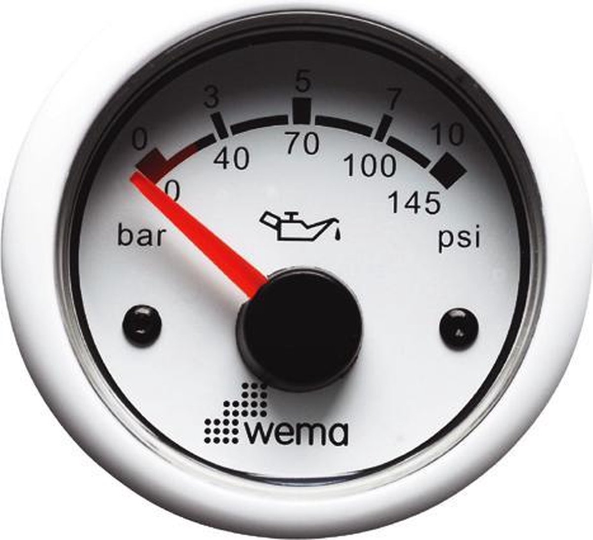 Wema oliedrukmeter / 10/145 bar/psi, wit