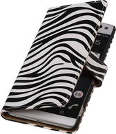 Zebra Bookstyle Wallet Case Hoesjes voor Sony Xperia C5 Wit