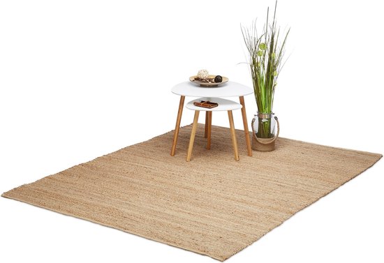 relaxdays jute tapijt - woonkamer vloerkleed - natuurlijk - handgeweven -  bruintonen | bol.com