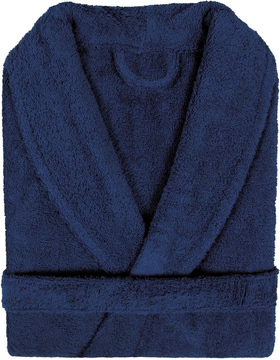 Peignoir éponge Uni Pure Royal avec col châle Bleu foncé col 2094 Taille L