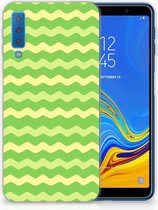 TPU siliconen Hoesje Geschikt voor Samsung Galaxy A7 (2018) Design Waves Green