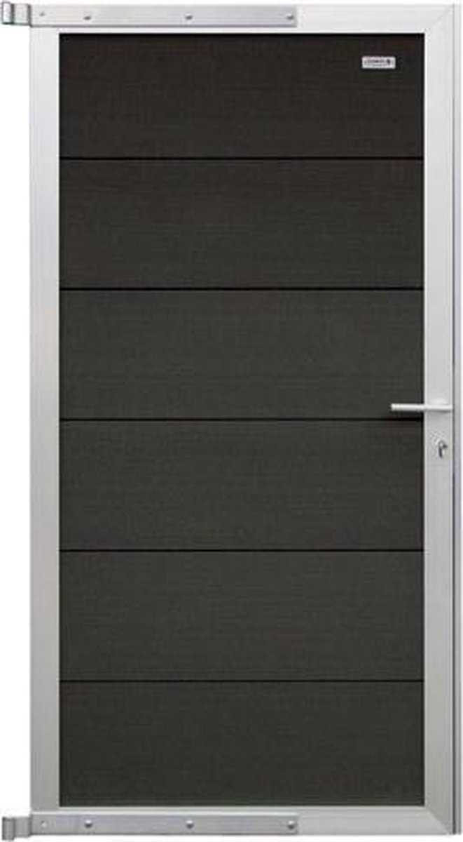 Tuindeur composiet Forte Antraciet incl. slot en blank aluminium kader (90  x 180 cm) | bol.com