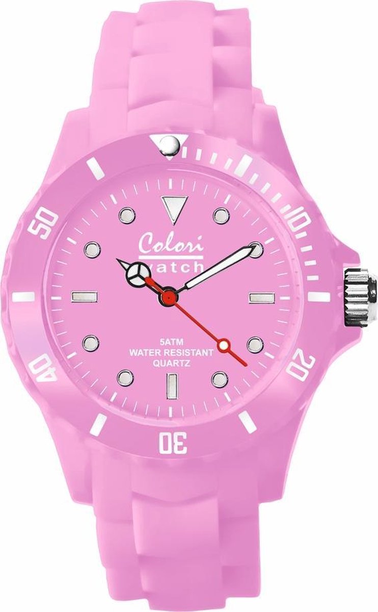 Colori Classic 5 COL137 Horloge - Siliconen Band - Ø 40 mm - Roze