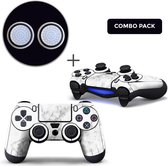 Marmer Wit Combo Pack - PS4 Controller Skins PlayStation Stickers + Thumb Grips