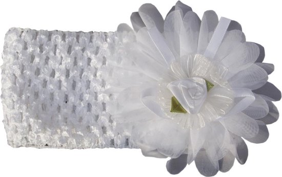 Jessidress Hoofdband Baby Haarband met organza bloem - Wit