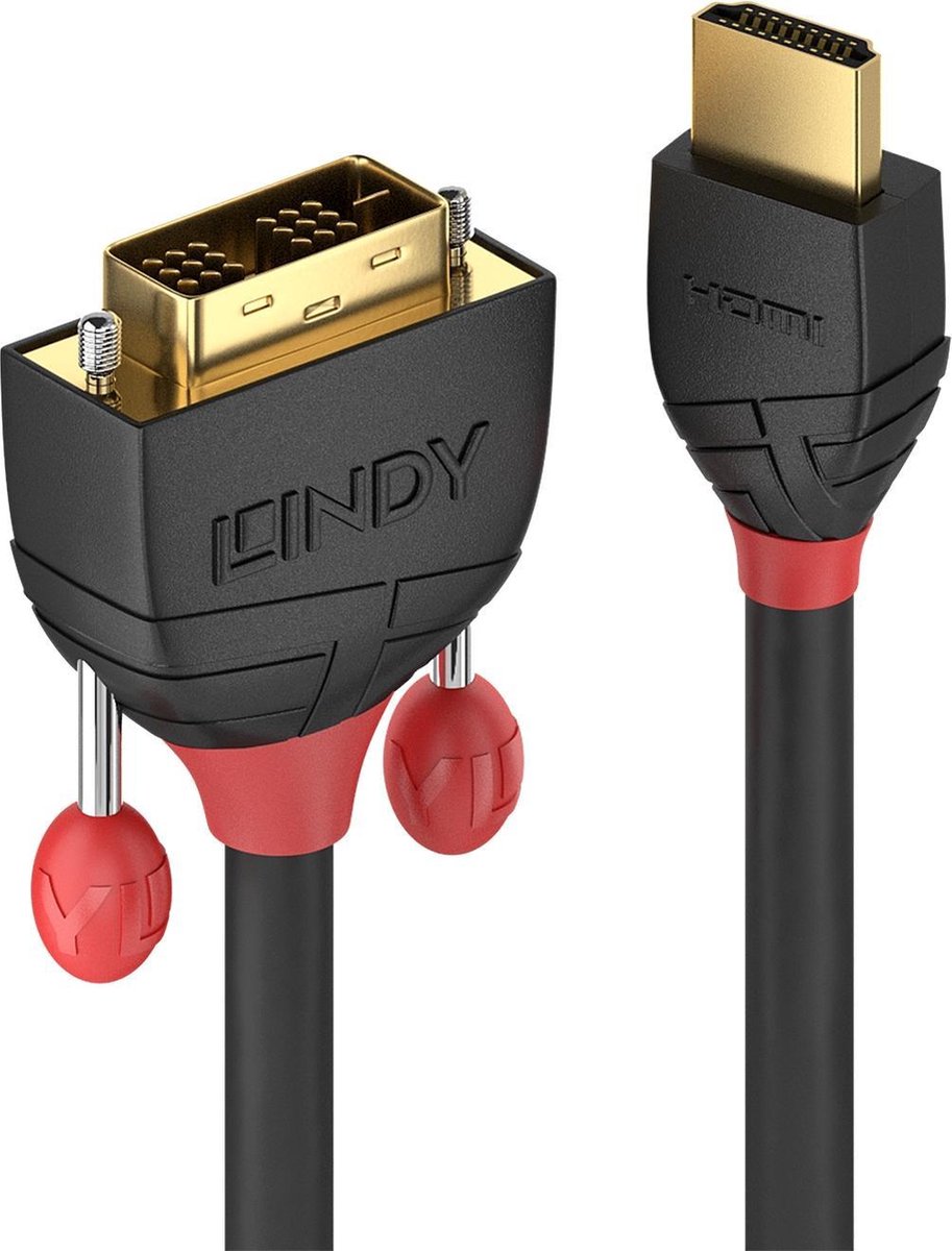 Lindy 36272 2m HDMI Type A (Standard) DVI-D Zwart video kabel adapter