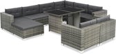 Loungeset poly rattan grijs 28-delig  (incl. Fleecedeken)