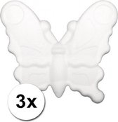 3x stuks piepschuim vlinders van 12,5 cm