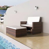 Loungeset poly rattan bruin 5-delig  (incl. Fleecedeken)