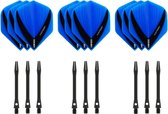 Darts Set - 3 sets - XS100 Vista - Aqua - Darts flights - plus 3 sets - aluminium - darts shafts - zwart - medium - Cadeau