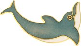 Behave® Broche dolfijn blauw wit emaille