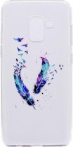 Shop4 - Samsung Galaxy A8 (2018) Hoesje - Zachte Back Case Feathers to birds Transparant