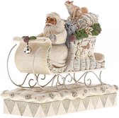Jim Shore beeldje - Heartwood Creek collectie -Sleigh Ride Season (White Woodland Santa in Sleigh with Animals)