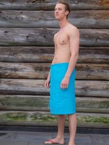 Sauna handdoek heren aquablauw - omslagdoek met klittenband