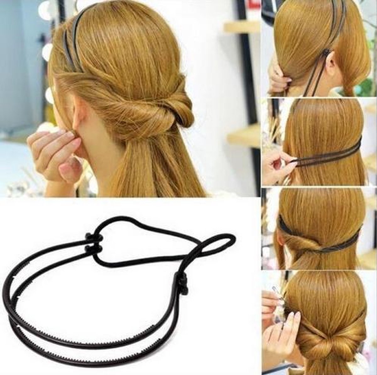Uitvoerder eb gekruld Haarband - verstelbare elastiek haarclip hulpstuk maker - Haar styling  haarschuifje... | bol.com