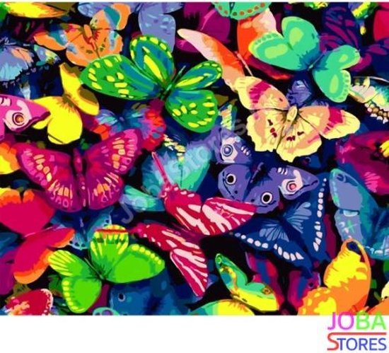 Blijven Generator steek Schilderen op nummer "JobaStores®" Gekleurde Vlinders 40x50cm | bol.com