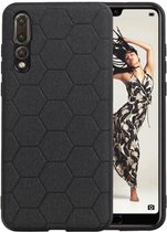 Hexagon Hard Case - Telefoonhoesje - Backcover Hoesje - achterkant hoesje - Geschikt voor Huawei P20 Pro - Zwart